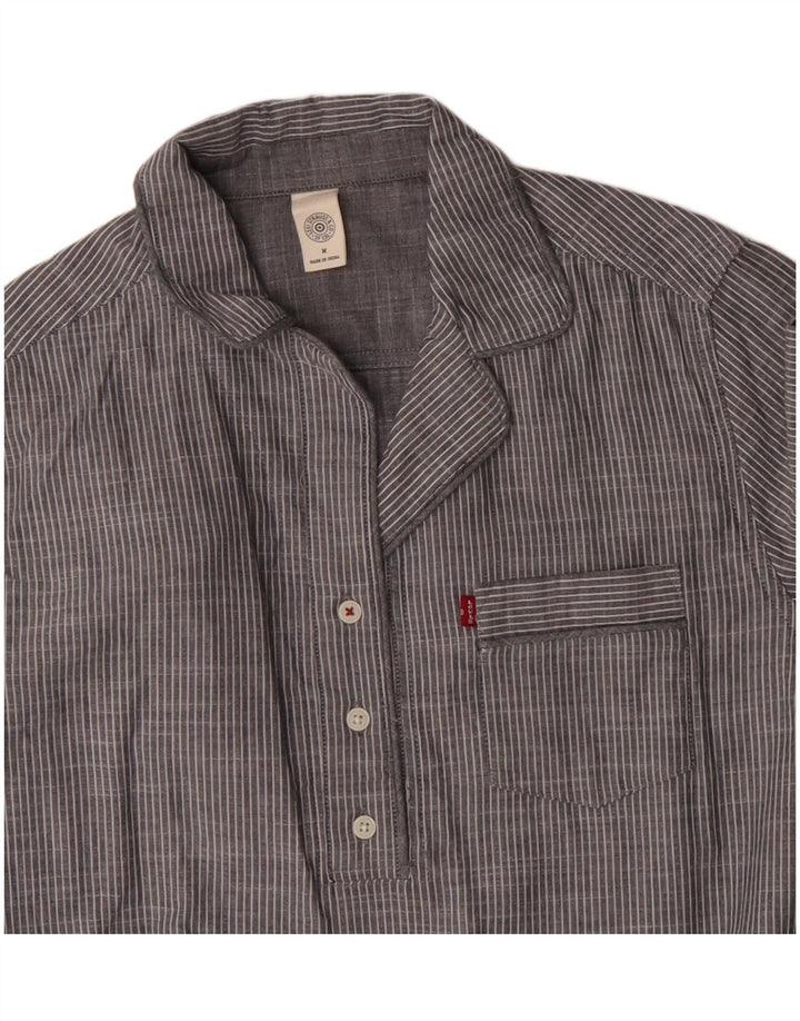 Vestido pulôver feminino Levi's Reino Unido 14 algodão listrado cinza médio