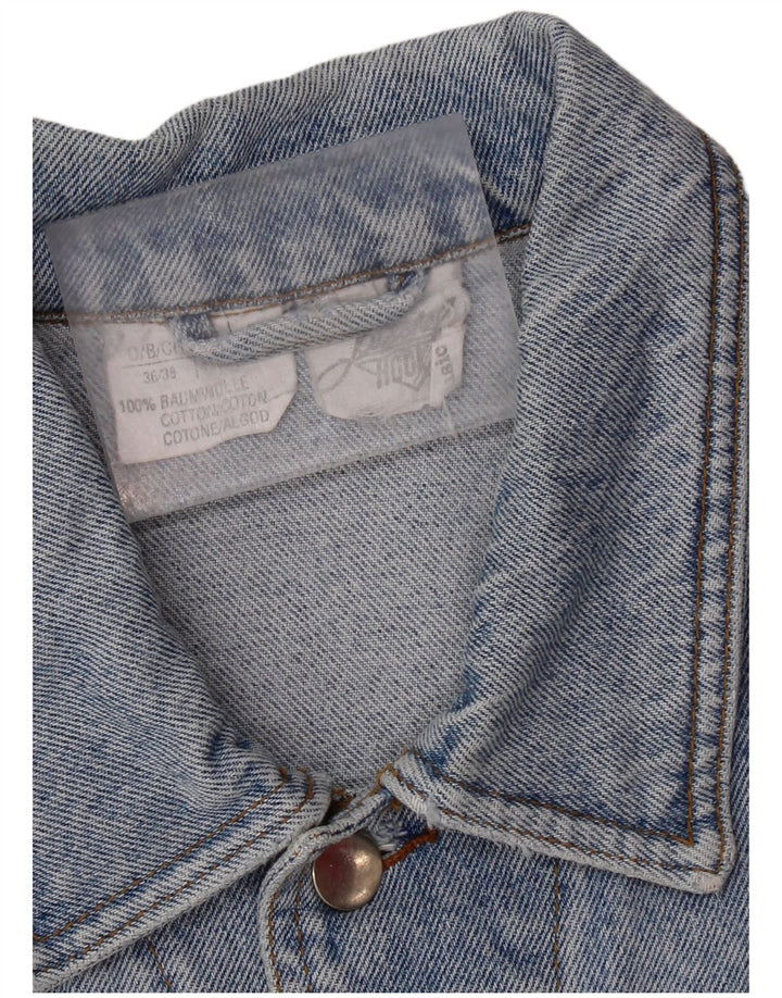 Jaqueta jeans masculina VINTAGE gráfica Reino Unido 36/38 algodão azul pequeno