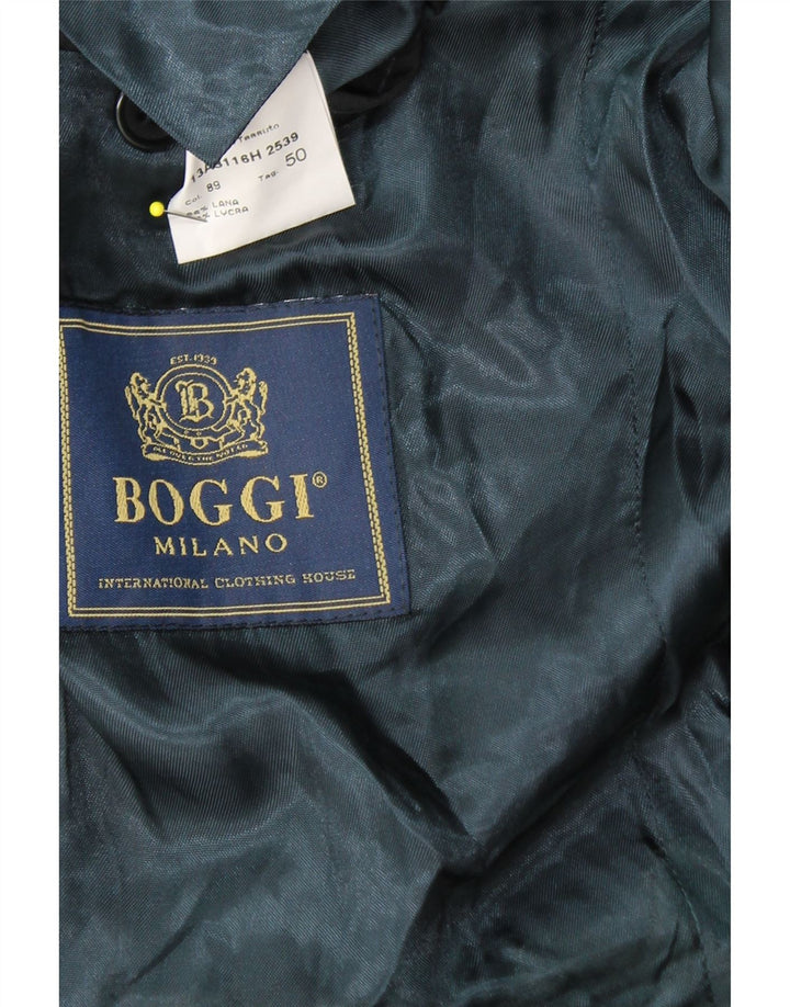 Jaqueta blazer masculina de 3 botões BOGGI IT 50 grande lã listrada preta