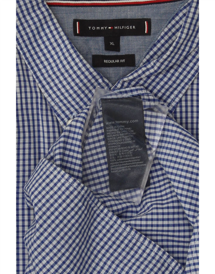TOMMY HILFIGER Mens Regular Fit Shirt XL Blue Check Cotton Vintage Tommy Hilfiger and Second-Hand Tommy Hilfiger from Messina Hembry 