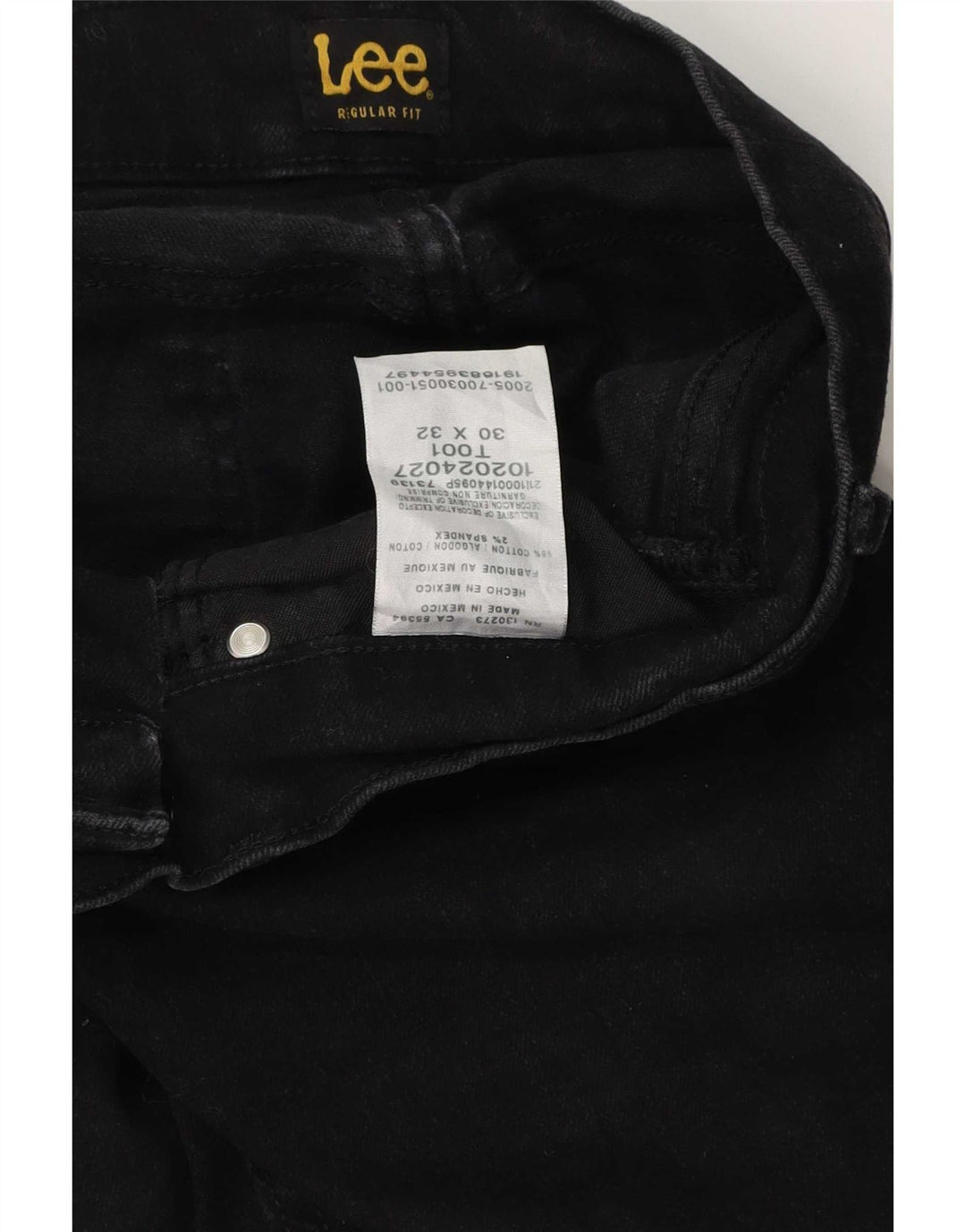 Lee Mens Regular Fit Straight Jeans W30 L32 Algodão Preto