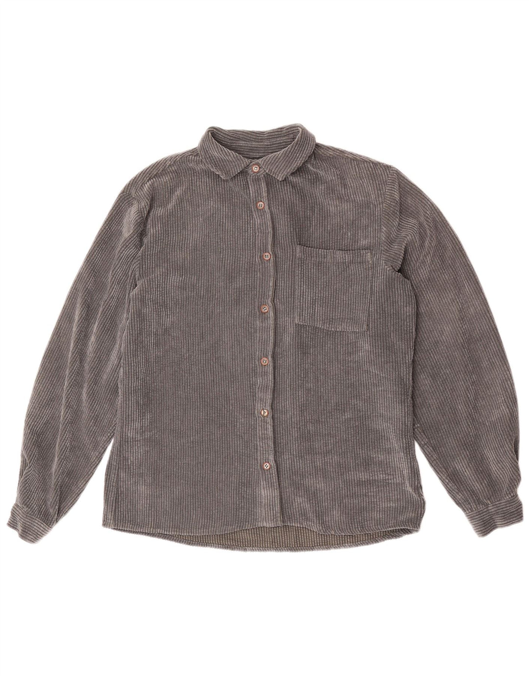 ZARA Camisa masculina de veludo cotelê relaxado cinza médio