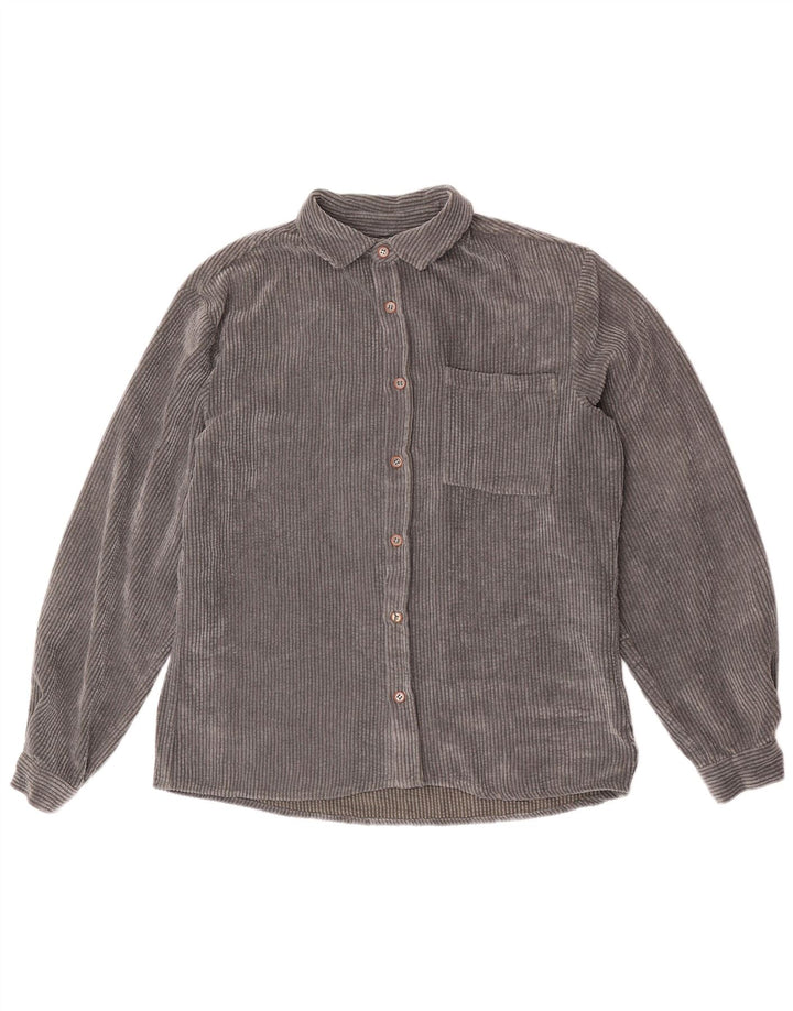 ZARA Camisa masculina de veludo cotelê relaxado cinza médio