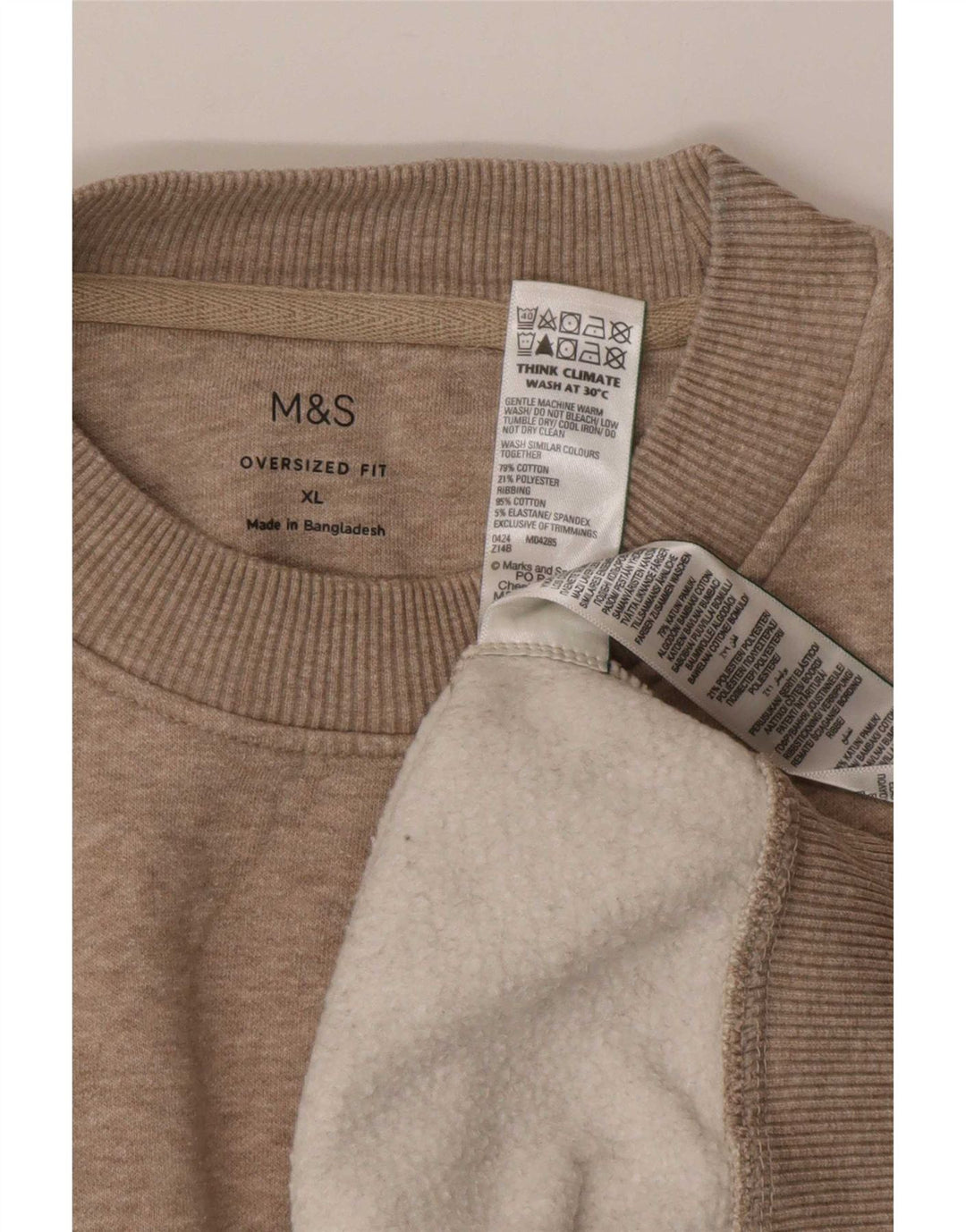 Suéter masculino de grandes dimensões da Marks & Spencer XL algodão manchado cinza