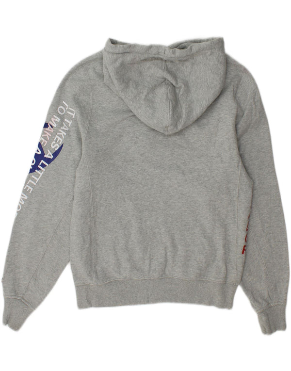 Jumper masculino com capuz gráfico Champion pequeno algodão manchado cinza