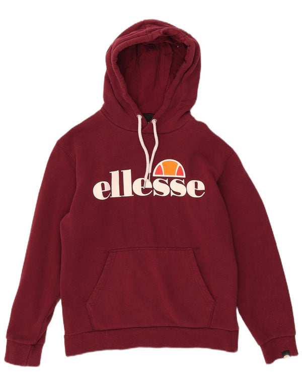 Ellesse moletom com capuz gráfico feminino Reino Unido 10 pequeno algodão borgonha