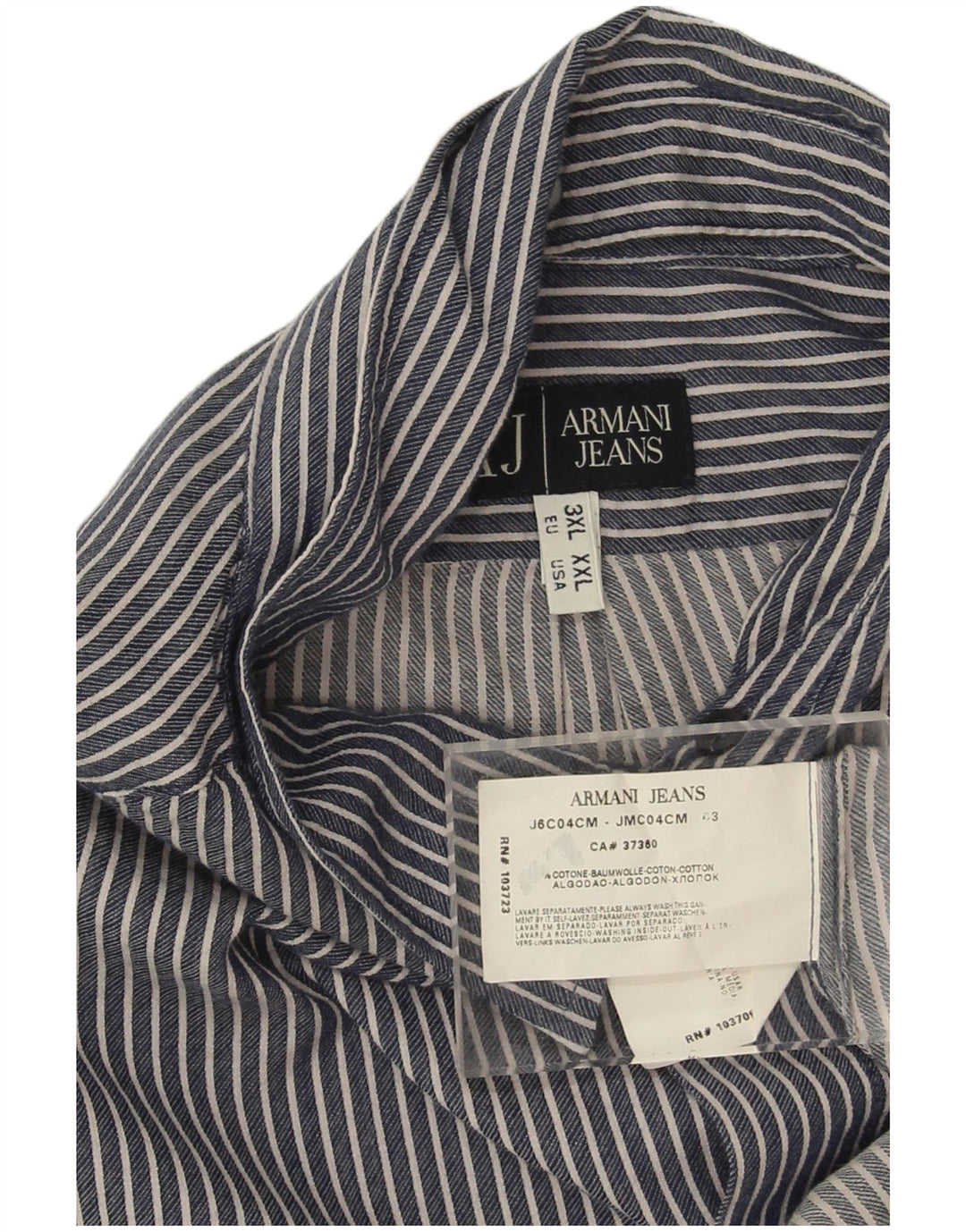 Camisa masculina Armani Jeans 3XL algodão listrado azul marinho