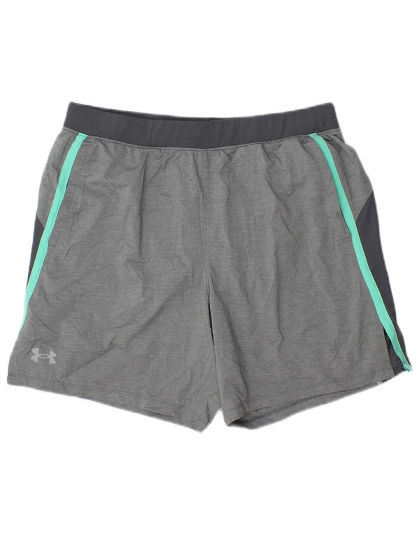 Shorts esportivos femininos Under Armour UK 16 grande bloco colorido cinza