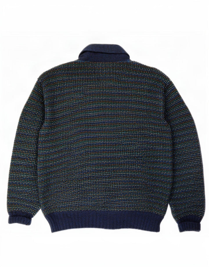 Suéter cardigã masculino Missoni de lã listrada multicolorida média