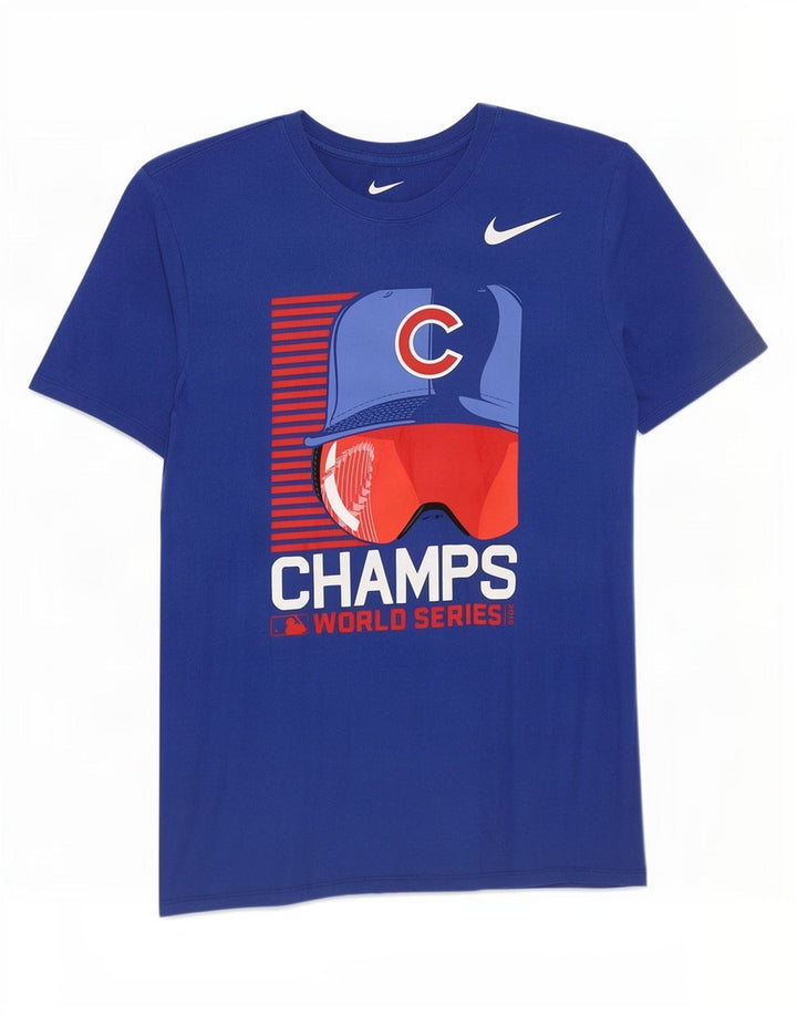 Camiseta Nike masculina Chicago Cubs com estampa gráfica top médio azul algodão