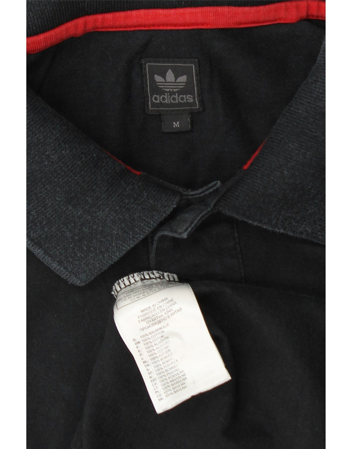Camisa polo masculina Adidas médio preto colorblock algodão