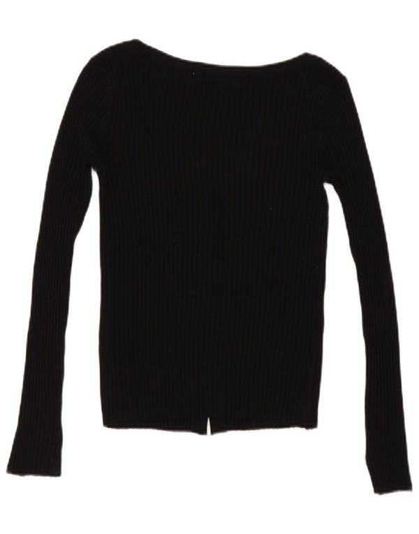 Zara Womens Cardigan Sweater UK 8 Small Black Acrylic
