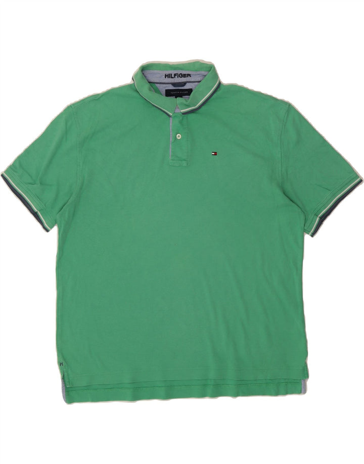 TOMMY HILFIGER Mens Polo Shirt XL Green Cotton Vintage Tommy Hilfiger and Second-Hand Tommy Hilfiger from Messina Hembry 