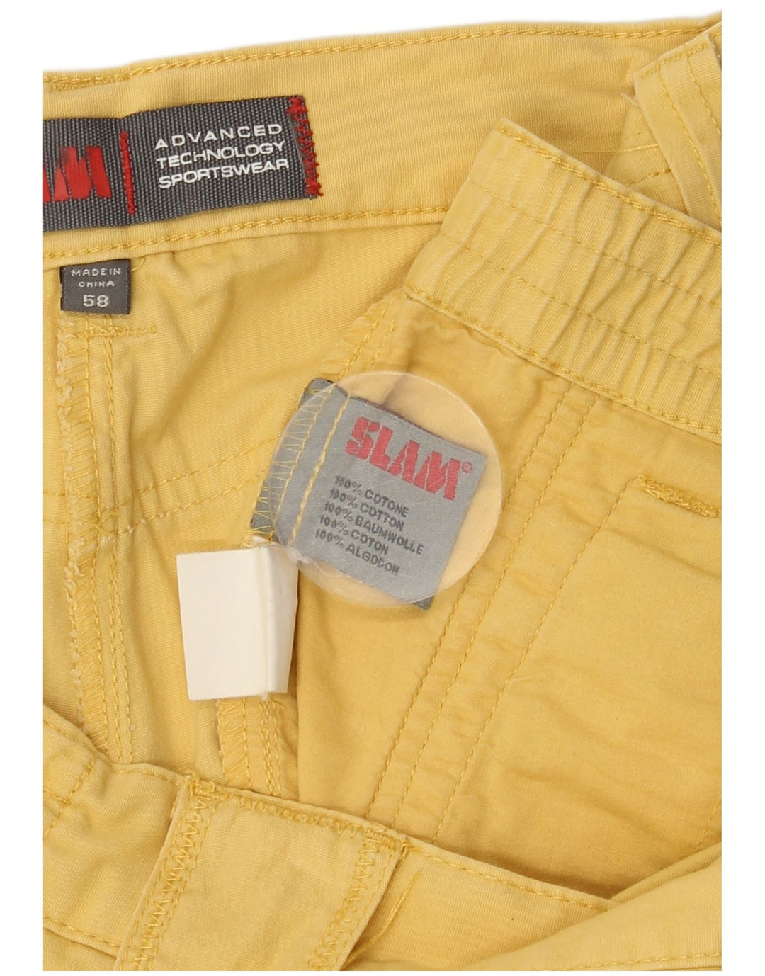 Shorts cargo masculino SLAM IT 58 4XL W42 algodão amarelo