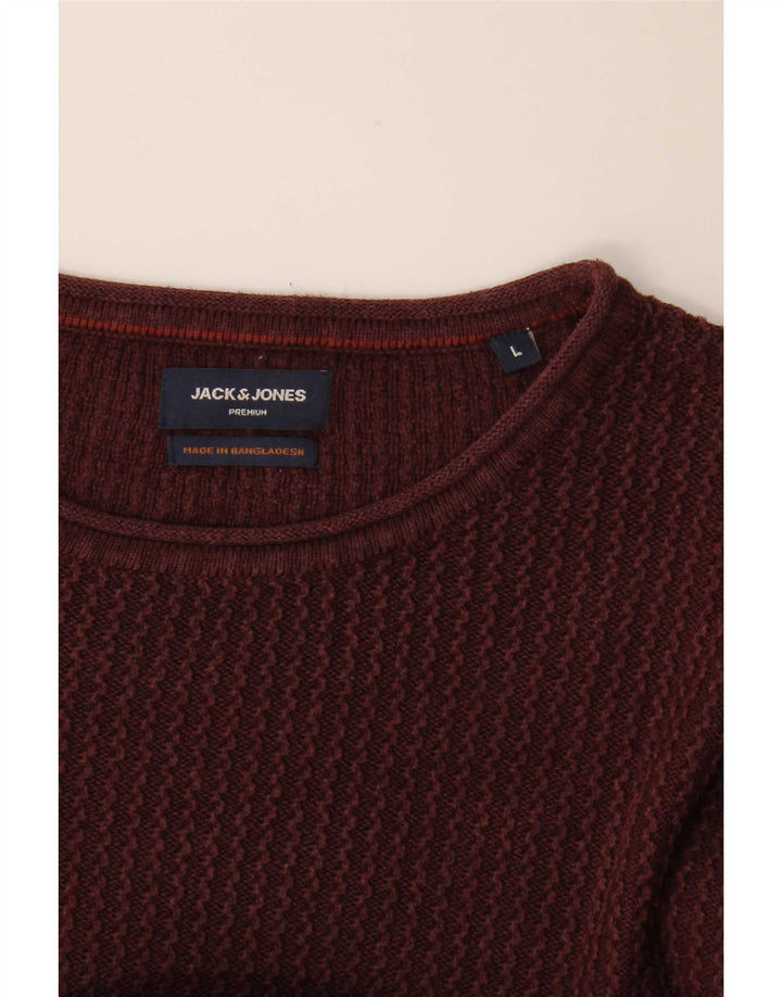 Suéter masculino Jack & Jones com gola redonda grande Borgonha