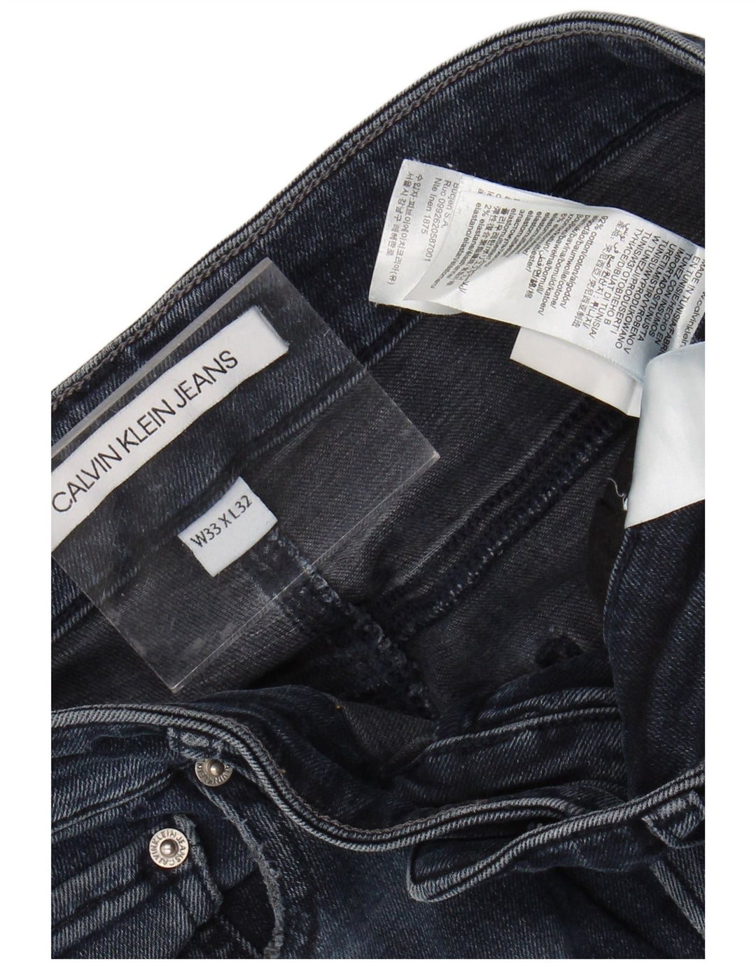 CALVIN KLEIN Masculino Slim Jeans W33 L32 Azul Marinho Algodão