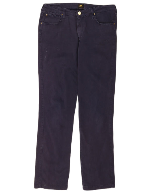Lee Womens Marion Calça casual reta W31 L30 algodão azul marinho