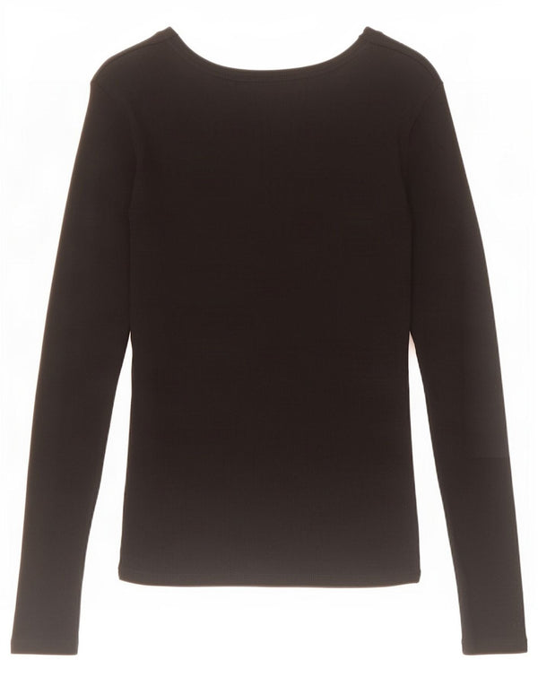 Top feminino Zara manga comprida UK 12 médio preto