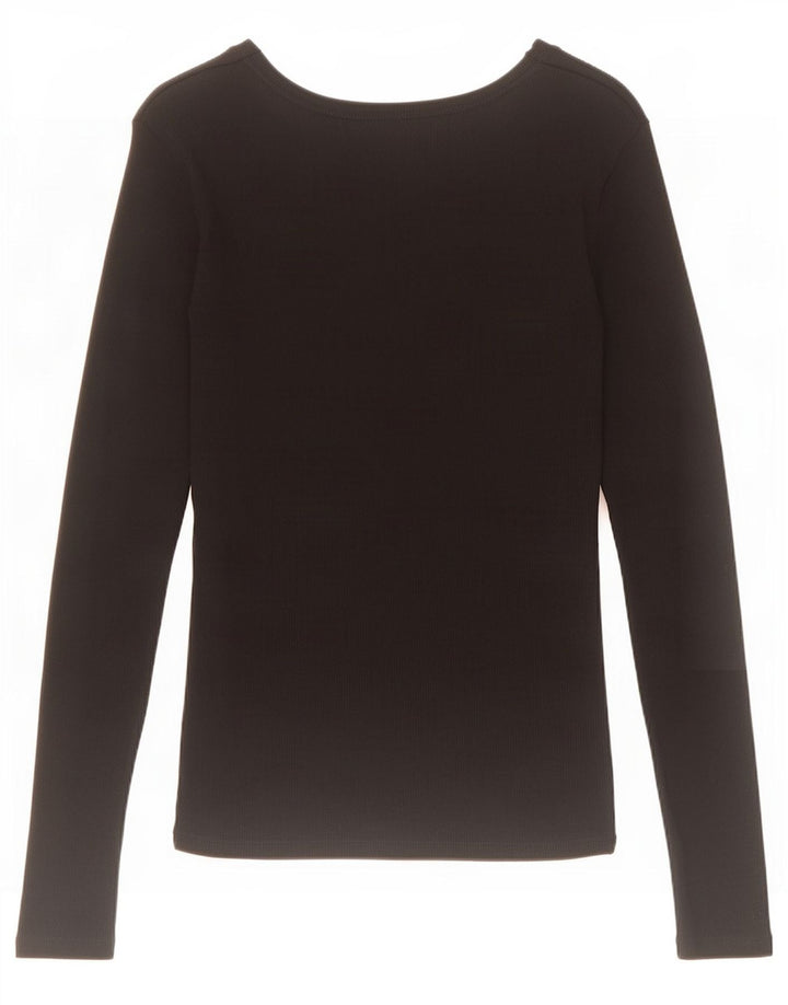 Top feminino Zara manga comprida UK 12 médio preto