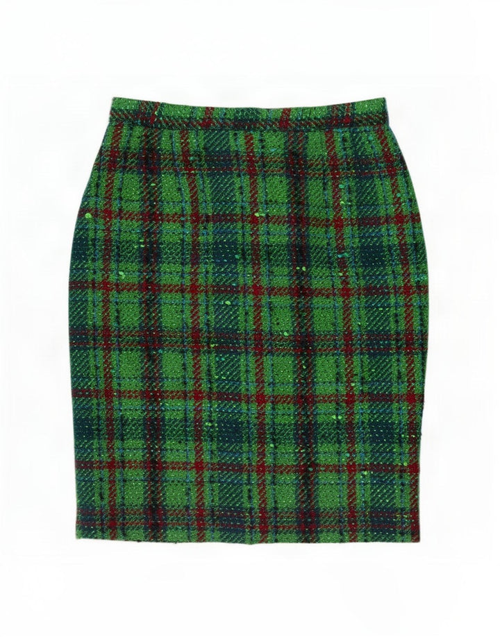 Saia lápis feminina vintage IT 44 médio W28 xadrez verde