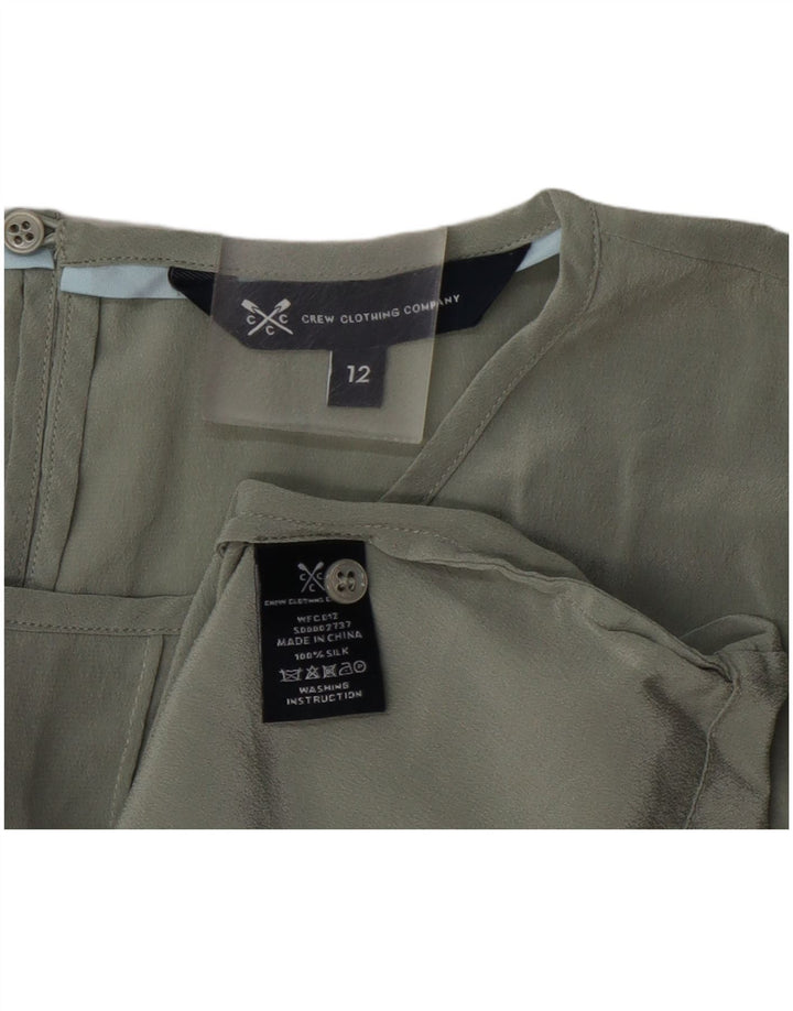 Blusa feminina Crew Clothing Top UK 12 seda verde médio