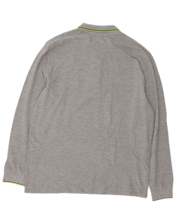 Camisa polo masculina Kappa manga comprida regular fit grande algodão cinza