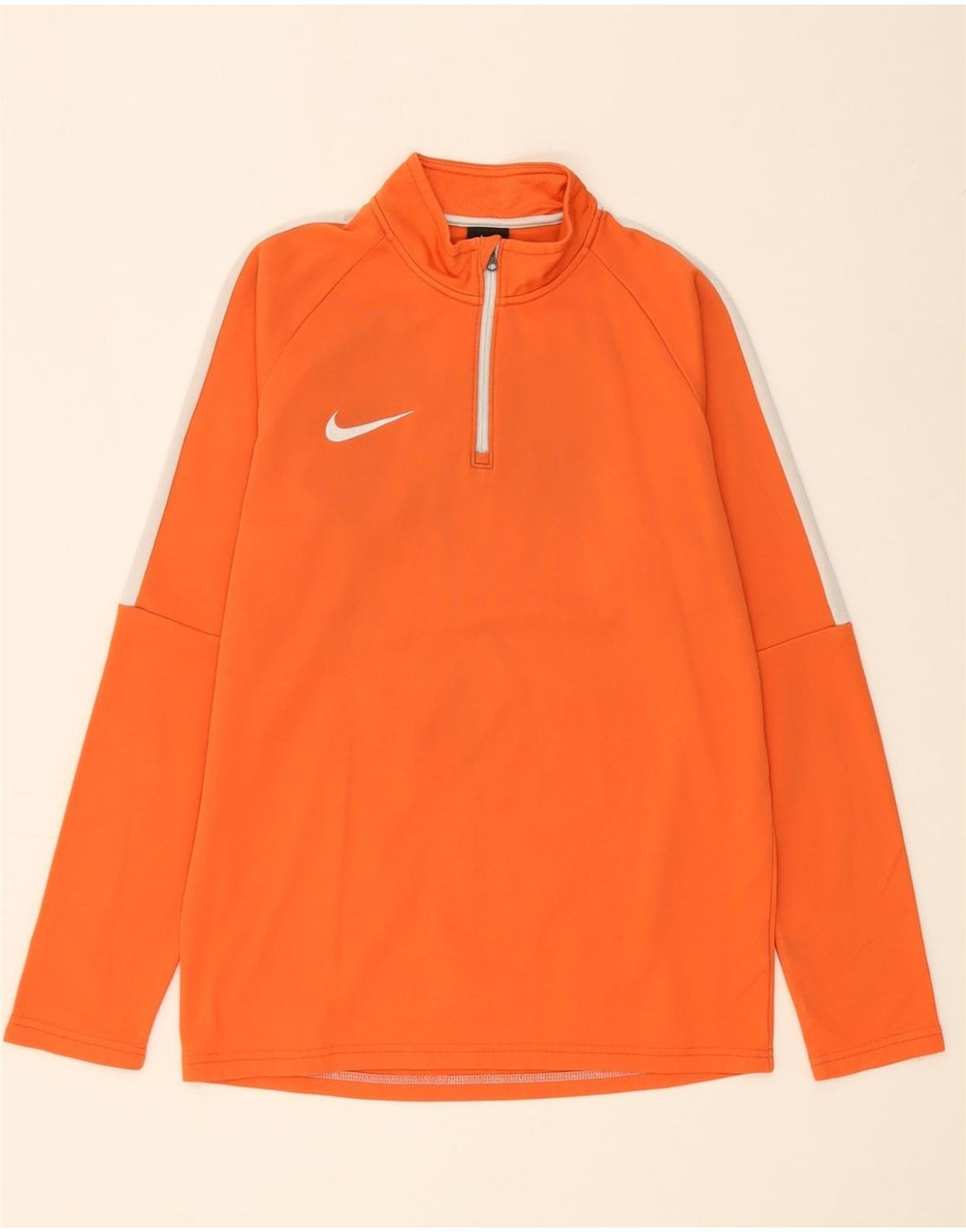 NIKE Masculino Zip Neck Pullover Treino Top Pequeno Laranja Colourblock