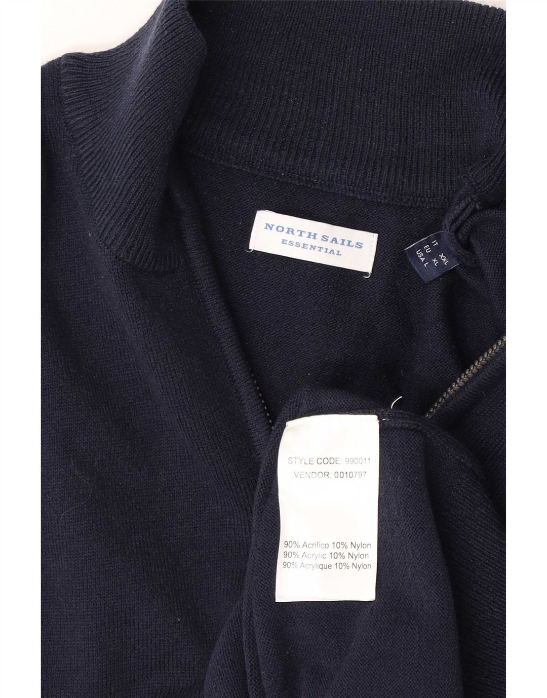Suéter masculino North Sails com zíper e gola XL azul marinho acrílico
