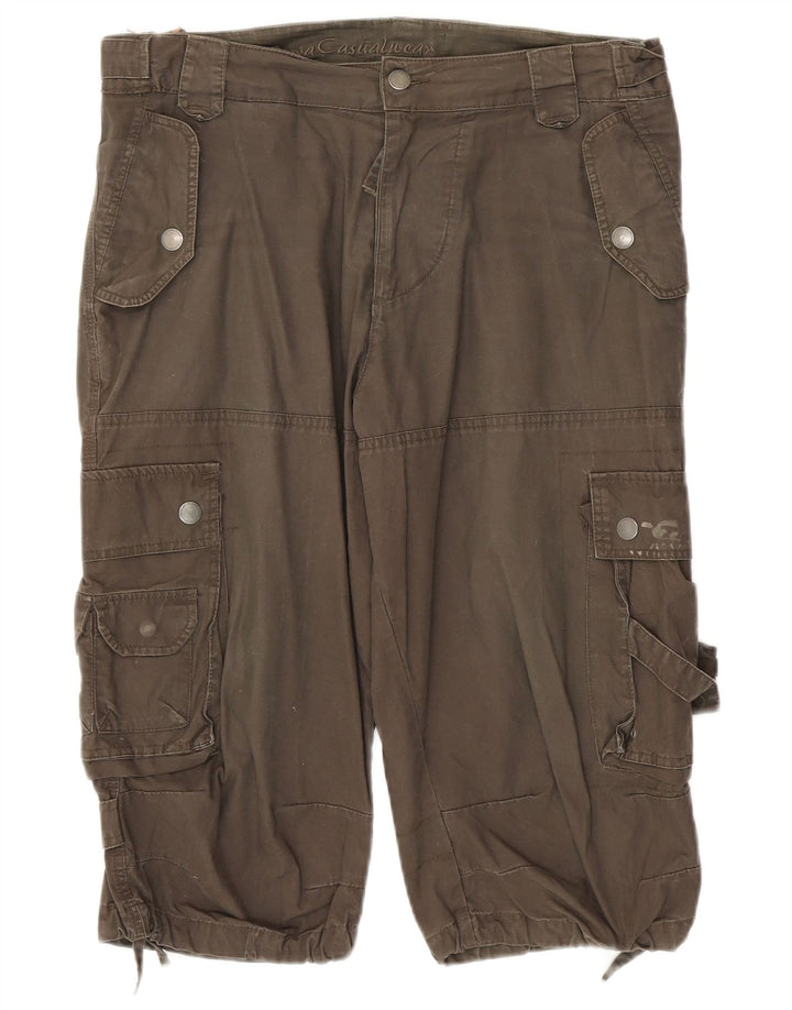 Zara Mens Cargo Shorts EU 42 Grande W32 Algodão Cáqui