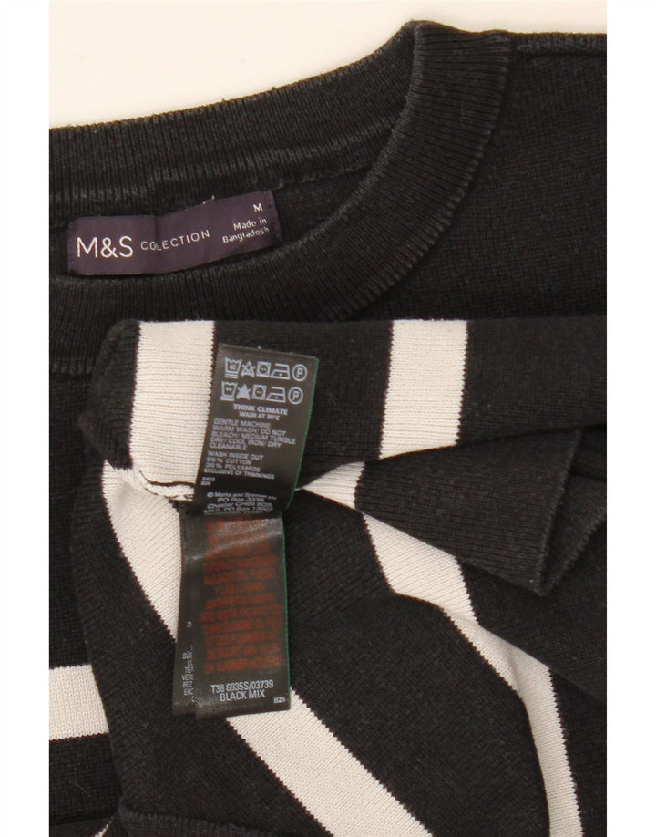 Suéter feminino Marks & Spencer com gola redonda e listrado preto médio UK 12