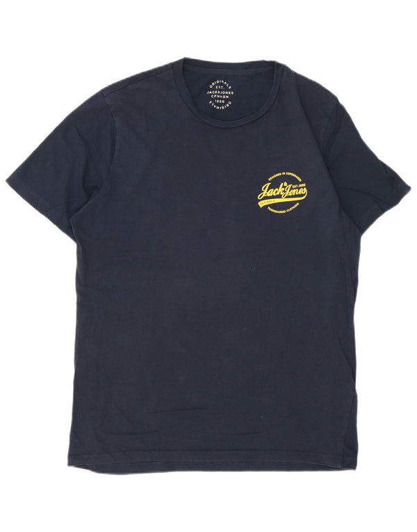 Camiseta gráfica masculina Jack & Jones Top XL algodão azul marinho