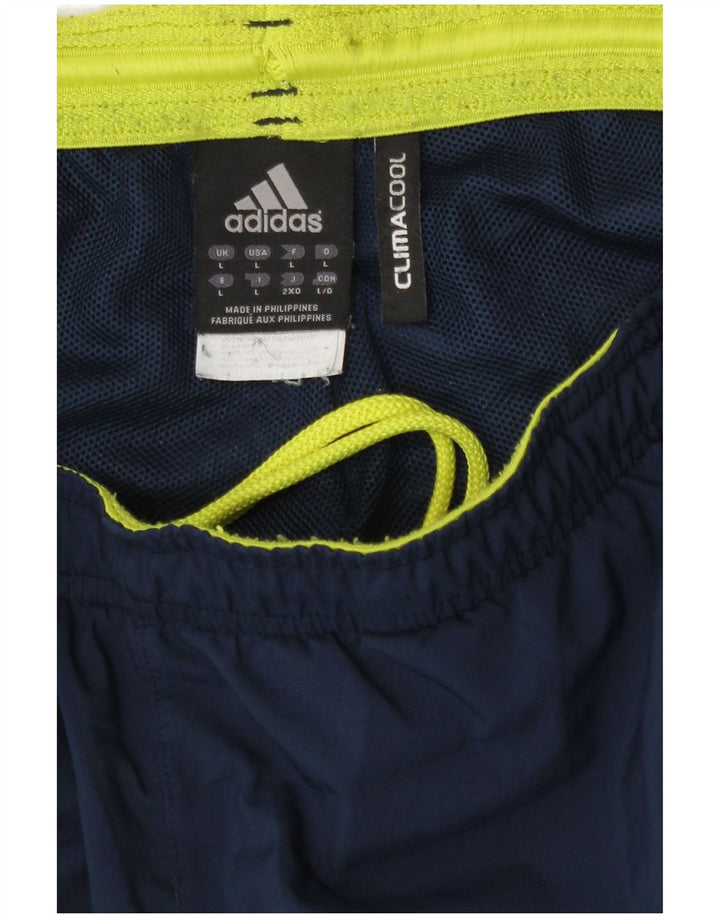 Calça de treino masculina Adidas Climacool grande poliéster azul marinho