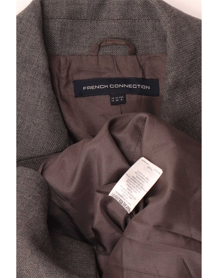 Casaco feminino militar com peito duplo French Connection UK 12 cinza médio