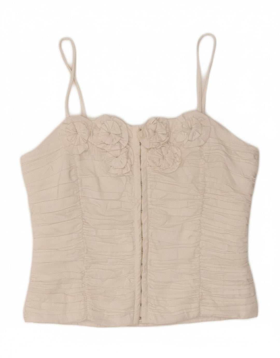 ZARA Top Cami Feminino Crop UK 16 Grande Branco