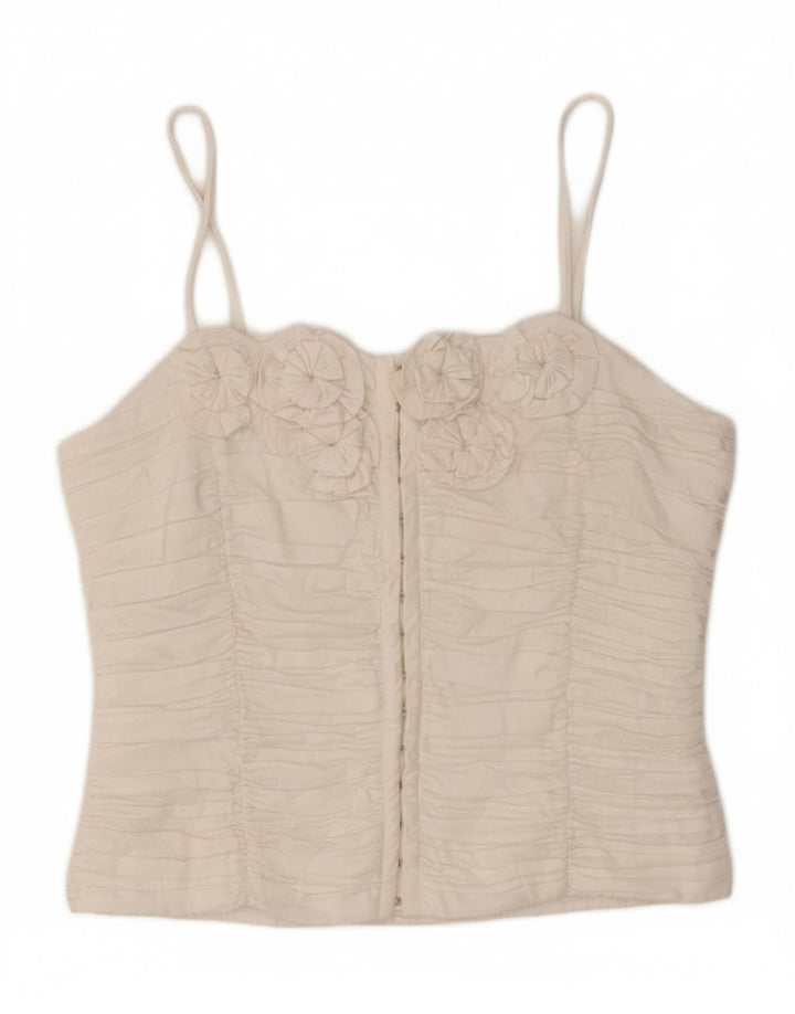 ZARA Top Cami Feminino Crop UK 16 Grande Branco