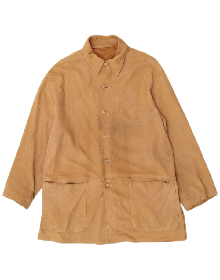 Jaqueta de couro feminina Enrico Mandelli UK 18 XL marrom clássico