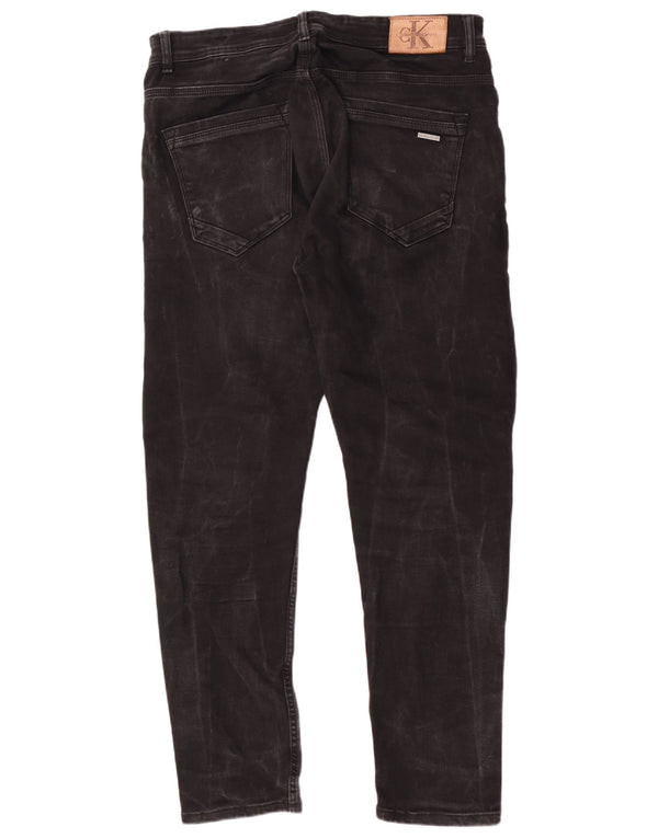 Calvin Klein Mens Jeans Slim W35 L29 Algodão Preto