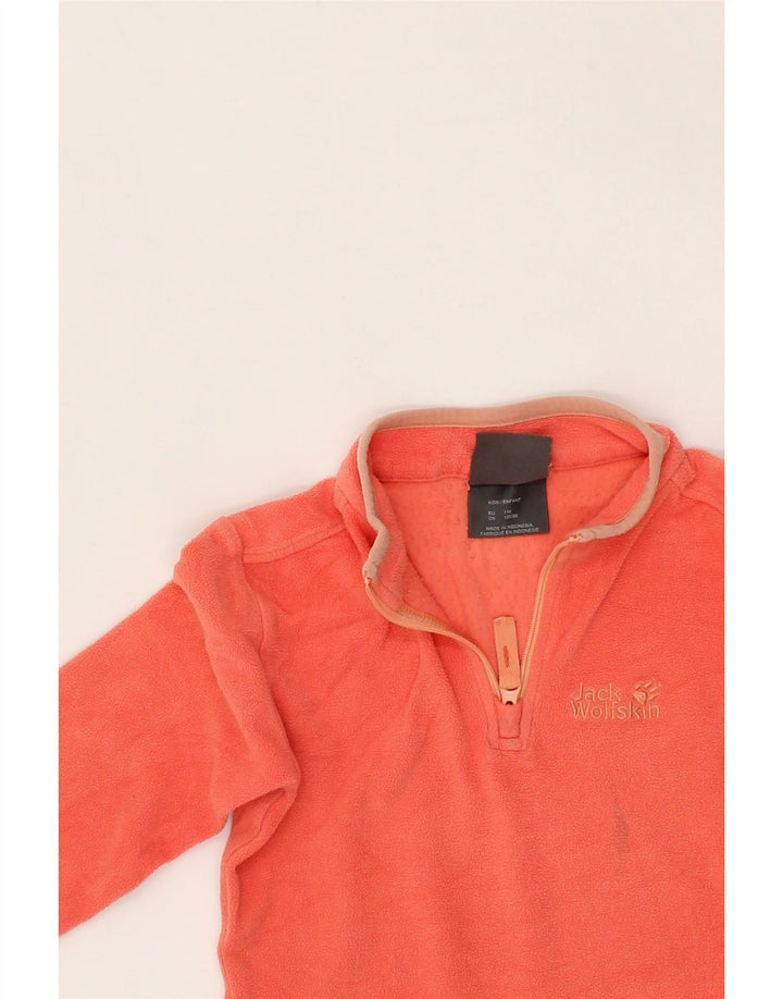 JACK WOLFSKIN Girls Zip Neck Fleece Jumper 5-6 Years Orange Vintage Jack Wolfskin and Second-Hand Jack Wolfskin from Messina Hembry 