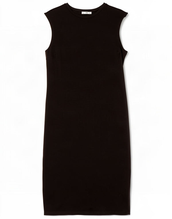 Vestido feminino Zara sem mangas com bainha slim fit Reino Unido 14 grande preto