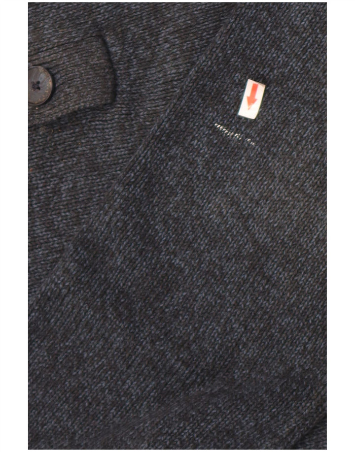 Suéter masculino Marks & Spencer com gola com botão grande azul marinho salpicado