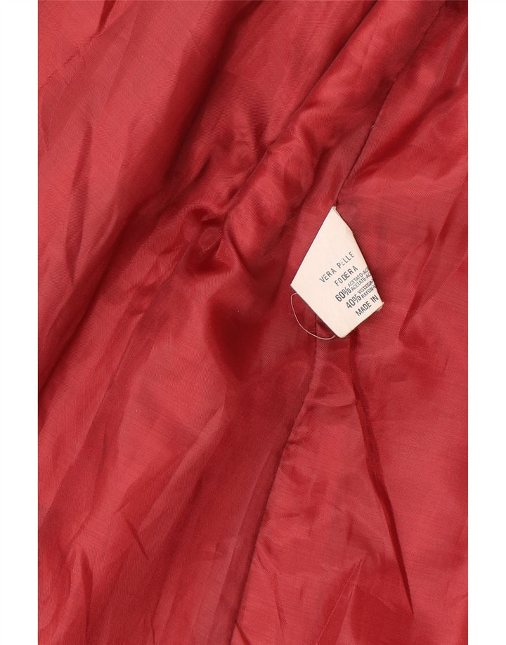 Jaqueta de couro feminina vintage Reino Unido 14 couro vermelho médio