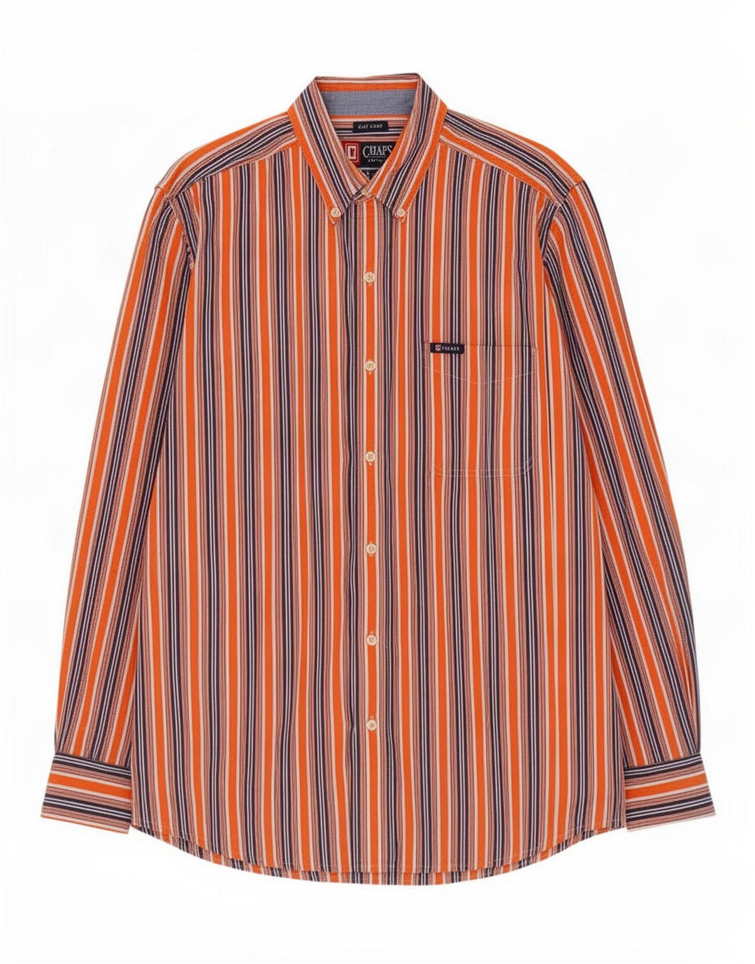 Camisa masculina Chaps Easy Fit grande algodão listrado laranja