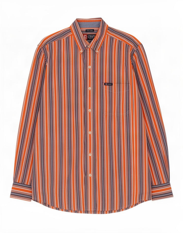 Camisa masculina Chaps Easy Fit grande algodão listrado laranja