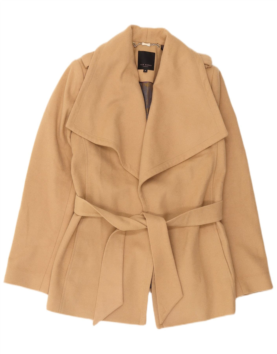 Sobretudo feminino Ted Baker tamanho 3 lã bege médio