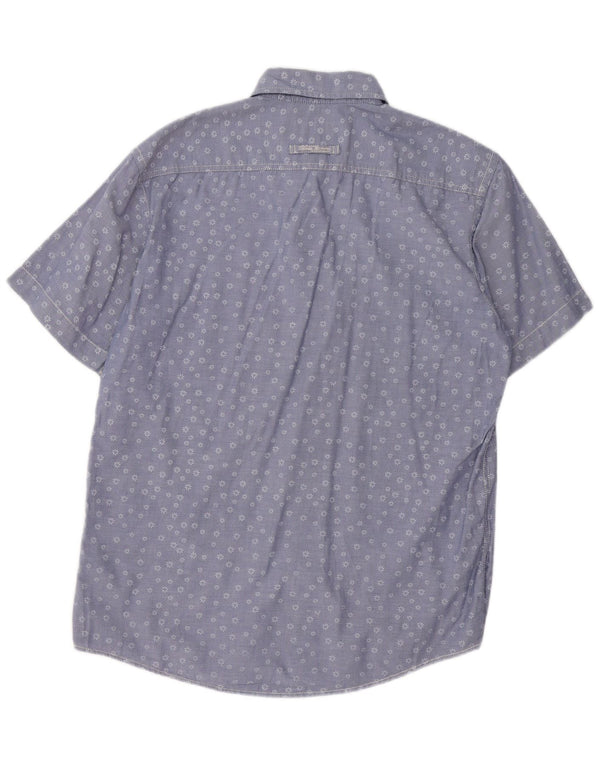 Camisa masculina de manga curta Camel Active azul médio floral algodão