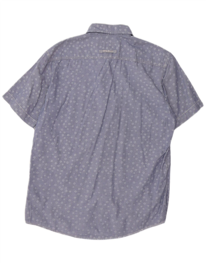 Camisa masculina de manga curta Camel Active azul médio floral algodão
