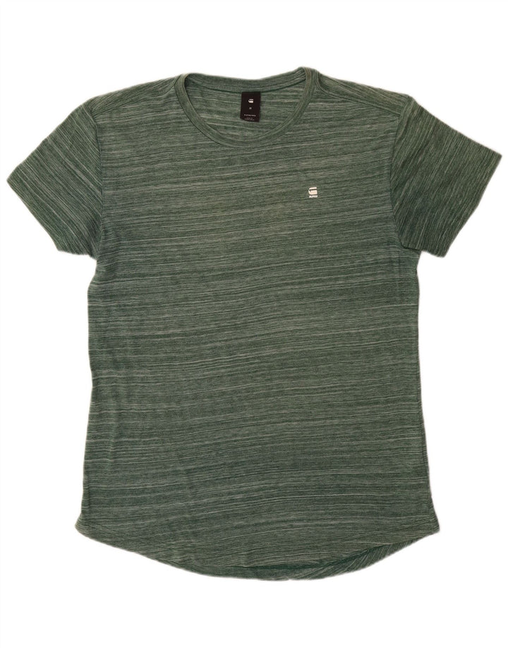 Camiseta masculina G-STAR poliéster listrado verde médio