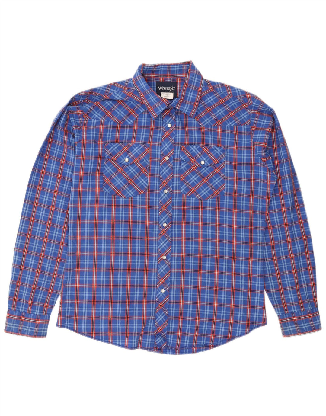 Camisa masculina WRANGLER 15-16 anos 2XL algodão xadrez azul