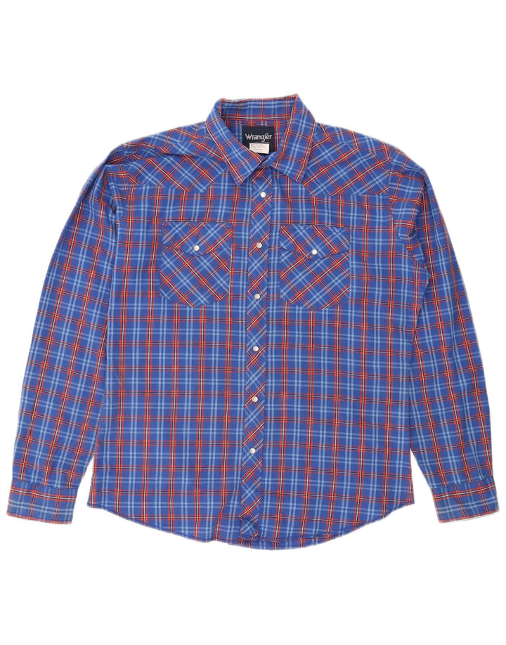 Camisa masculina WRANGLER 15-16 anos 2XL algodão xadrez azul
