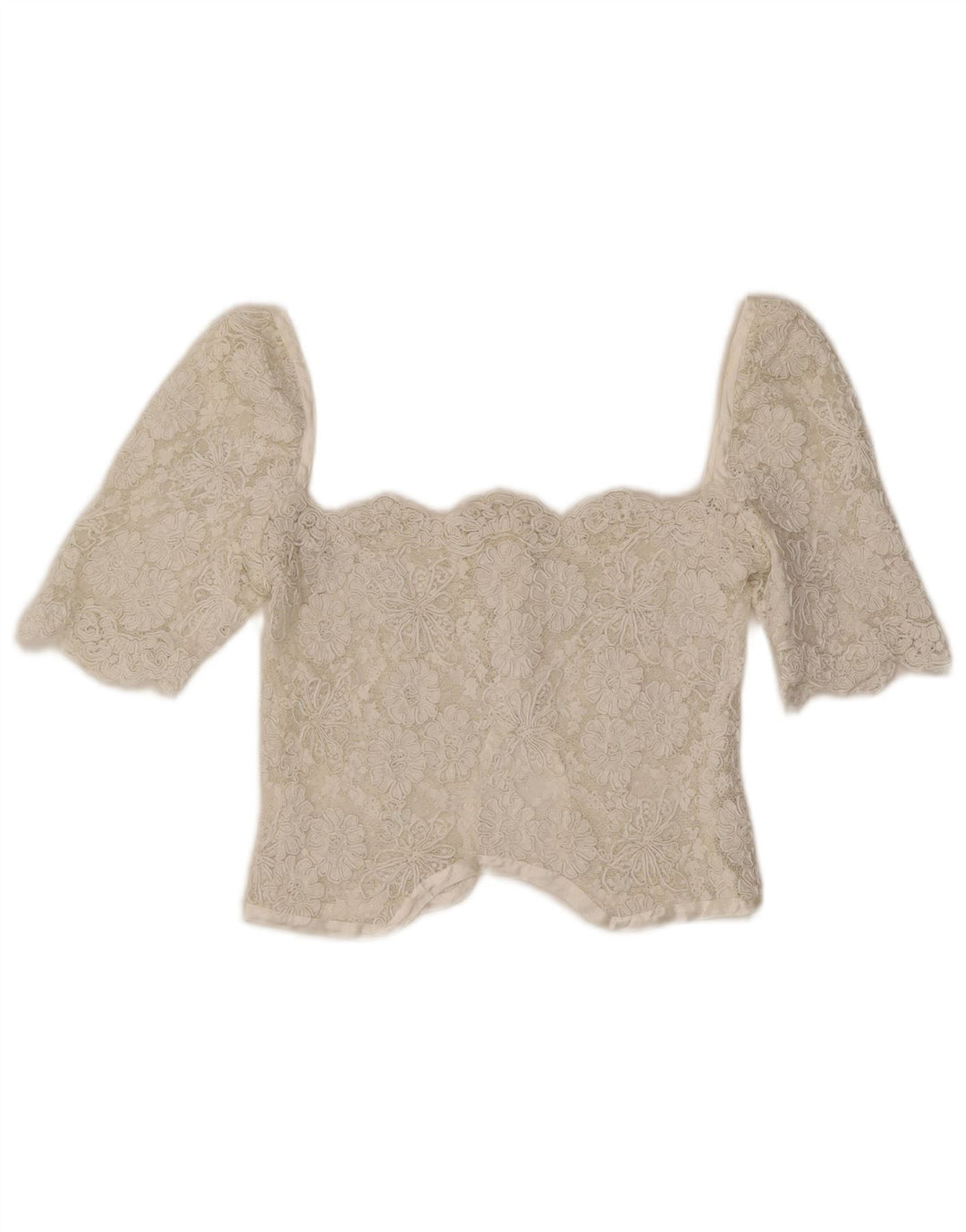 Top feminino vintage de renda UK 4 XS branco